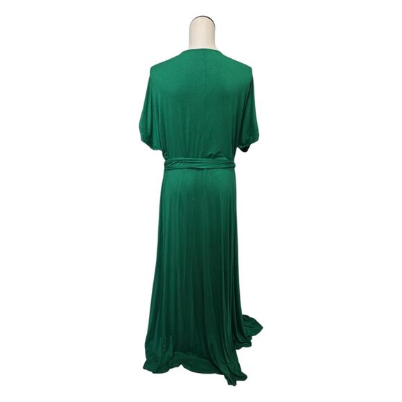 Eloquii Emerald Green True Wrap Stretch Jersey Knit Dress Size 18 Party Wedding - Picture 2 of 10